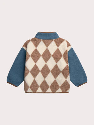 Beige Argyle Faux Sheepskin Jacket