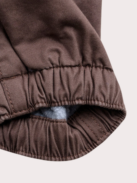 Micropolar Lined Chocolate Brown Cotton Trousers