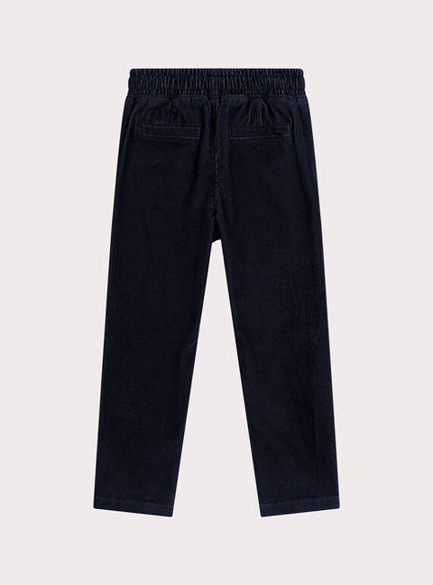 Navy Elasticated Waistband Corduroy Trousers