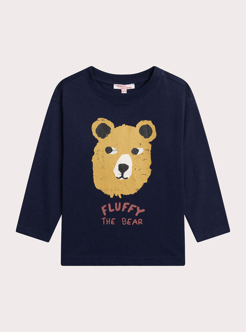 Navy Bear Animation Cotton T-shirt