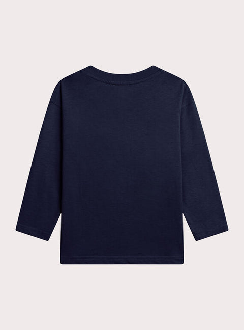Navy Bear Animation Cotton T-shirt