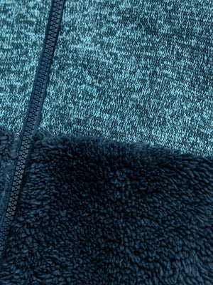 Blue Cotton Fleece Lined Zipped Hoodie