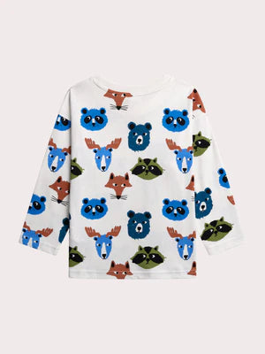 Cream Forest Animal Print Cotton T-shirt