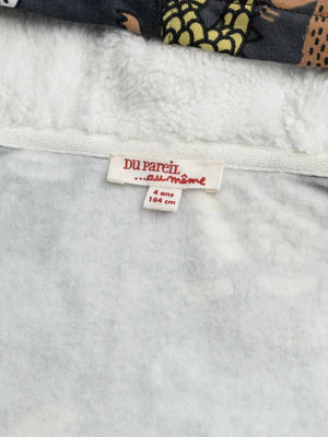 Grey Animal Print Cotton Fleece Hoodie