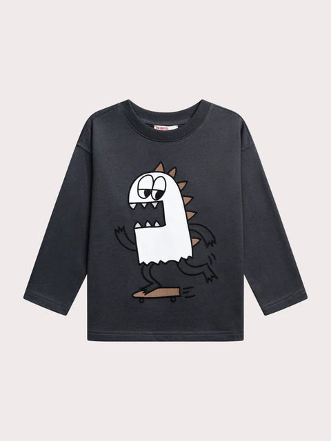 Grey Monster Animation Cotton T-shirt