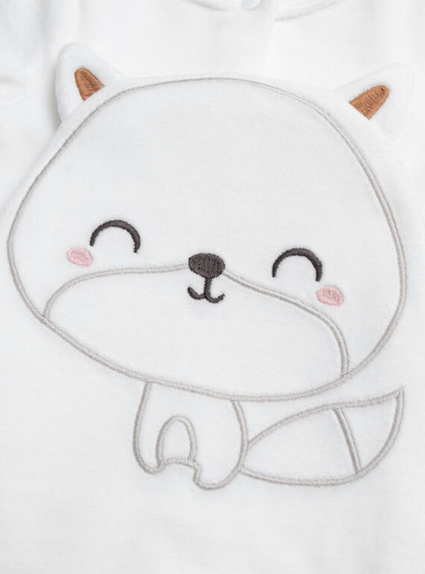 Newborn White Velour Sleepsuit