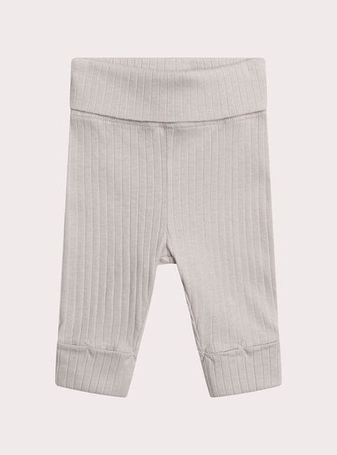 Newborn Beige Ribbed Cotton Leggings