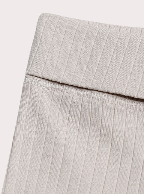 Newborn Beige Ribbed Cotton Leggings