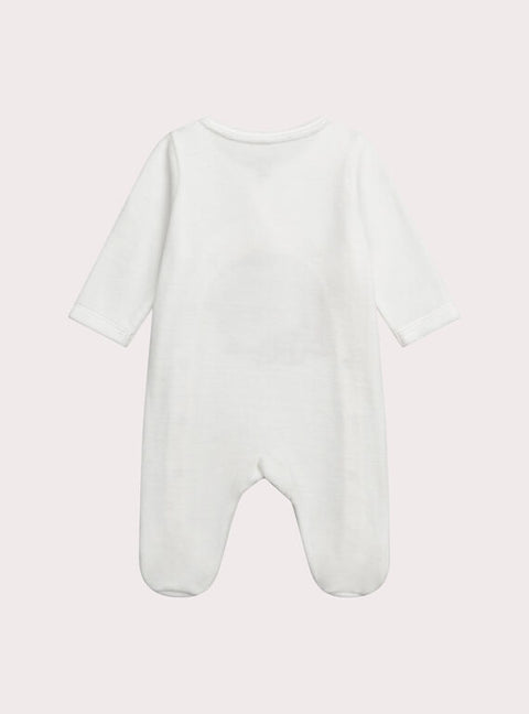 Newborn White Velour Sleepsuit