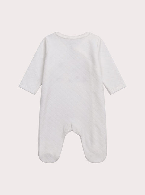 White Cotton Velour Sleepsuit