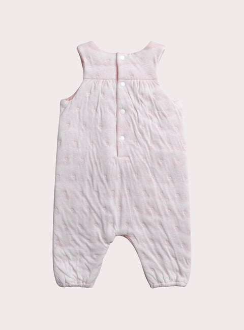 Newborn White Lined Cotton Dungarees