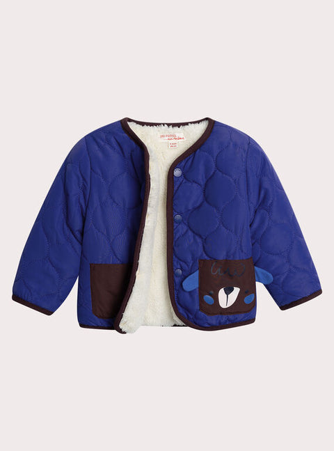 Blue Reversible Faux Sheepskin Jacket
