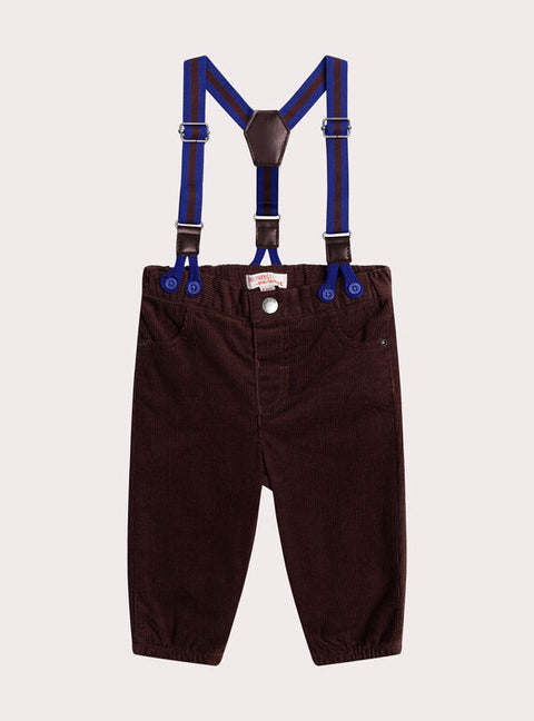 Lined Burgundy Corduroy Trousers With Braces