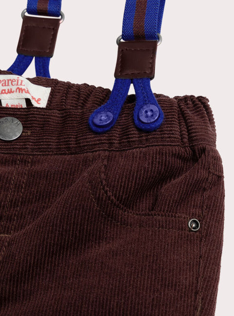 Lined Burgundy Corduroy Trousers With Braces