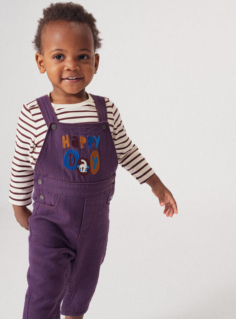 Lined Burgundy Cotton Twill Dungarees