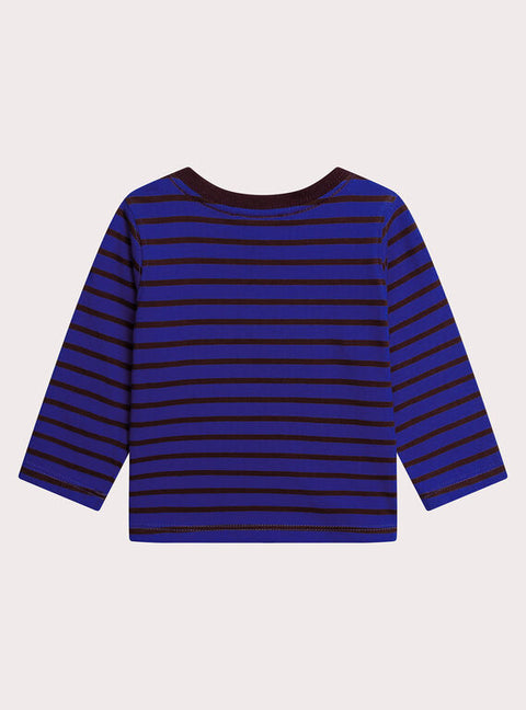 Blue & Burgundy Stripe Cotton T-shirt