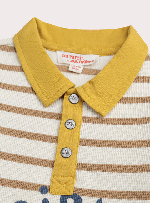 Yellow Stripe Cotton Polo Shirt