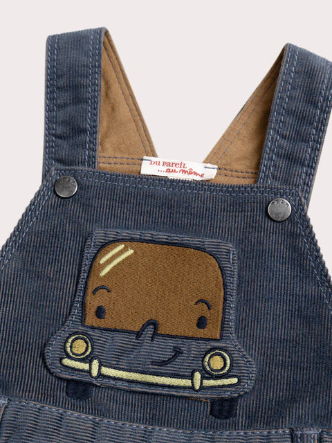 Lined Grey Corduroy Dungarees