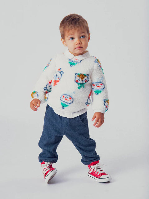 Cream Christmas Print Sweatshirt