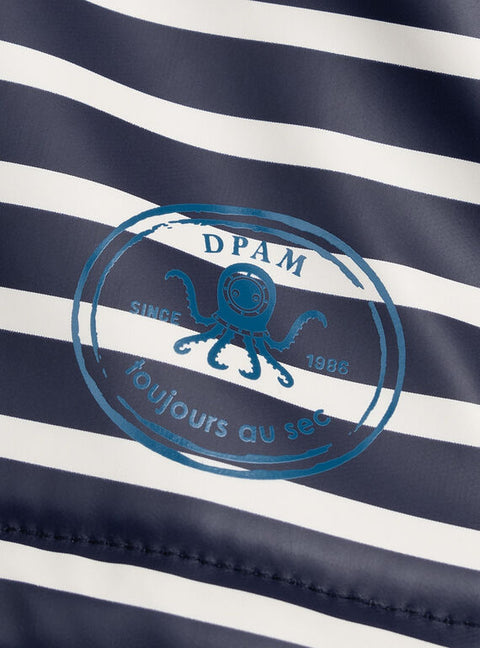 Navy & White Striped Hooded Raincoat