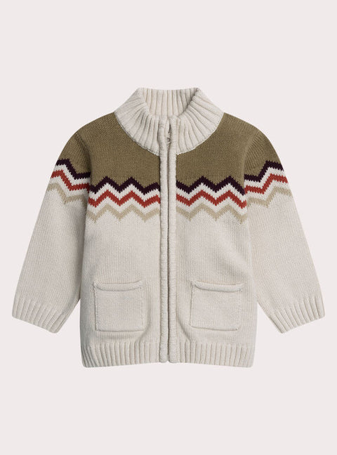 Cream Intarsia Cotton Rich Cardigan