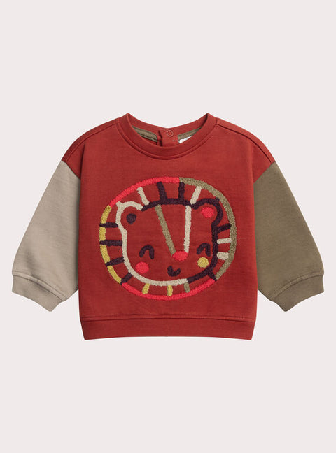 Red Cotton Fleece Sweatshirt