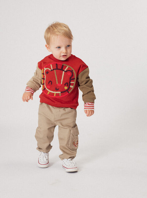 Red Cotton Fleece Sweatshirt