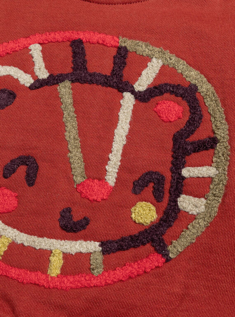 Red Cotton Fleece Sweatshirt