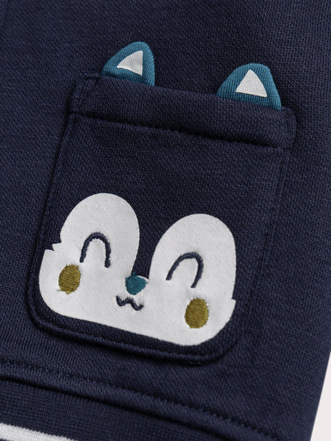 Blue Fleece Lined Baseball Style Jacket