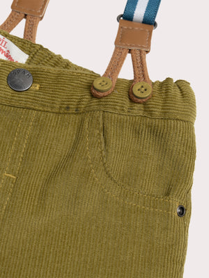 Lined green Corduroy Trousers With Braces