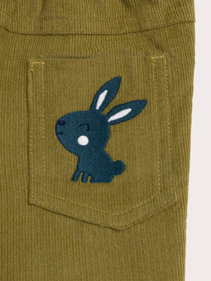 Lined green Corduroy Trousers With Braces