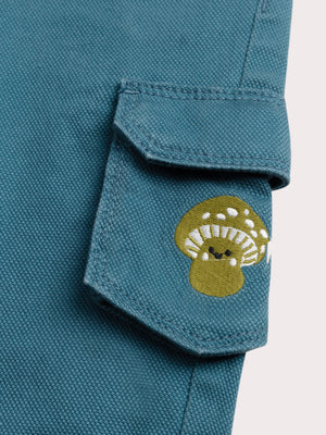 Turquoise Cotton Canvas Trousers