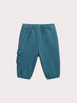 Turquoise Cotton Canvas Trousers