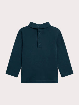 Blue Cotton Polo Neck