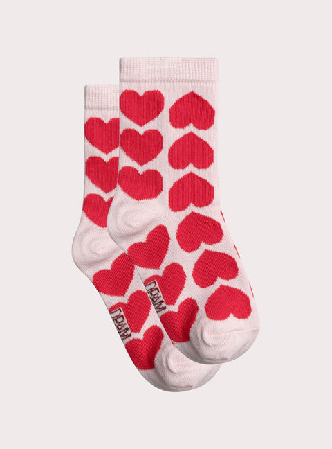 Pink Heart Pattern Cotton Rich Socks