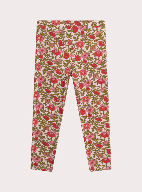 Pink Floral Print Cotton Leggings