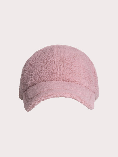 Pink Faux Sheepskin Baseball Cap