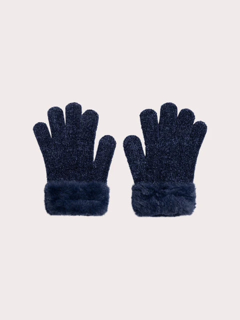 Navy faux Fur Cuff Gloves Gloves