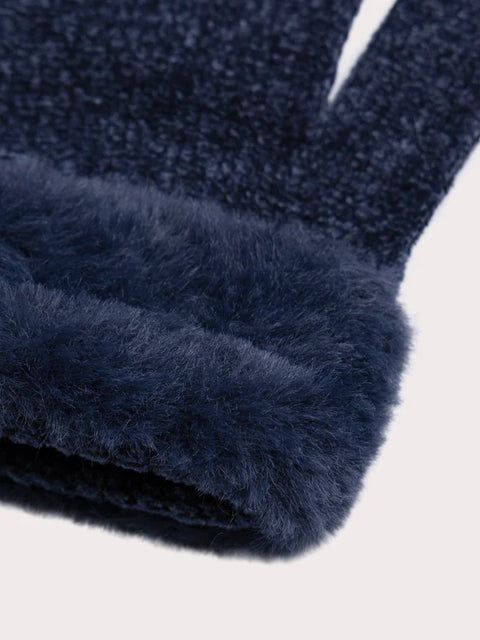 Navy faux Fur Cuff Gloves Gloves