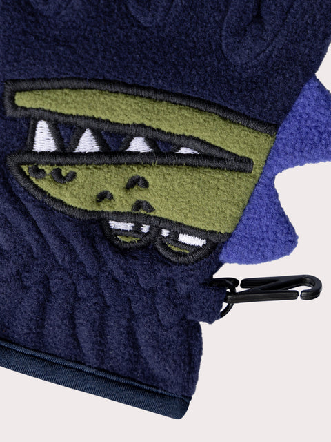 Blue Micropolar Dinosaur Gloves