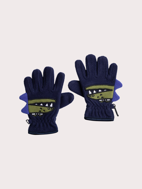 Blue Micropolar Dinosaur Gloves