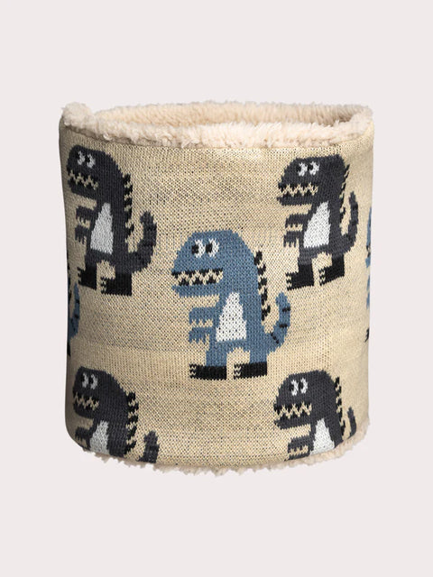 Beige Soft Boa Lined Dinosaur Snood