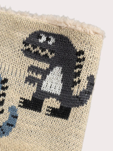 Beige Soft Boa Lined Dinosaur Snood