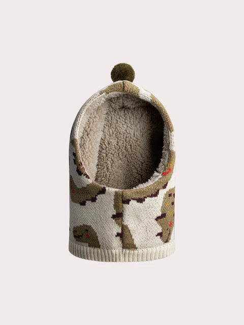 Beige Lined Dinosaur Print Cagoule