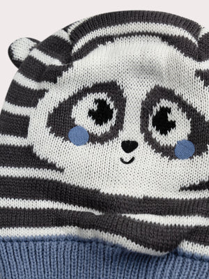Grey Stripe Micropolar Lined Panda Hat