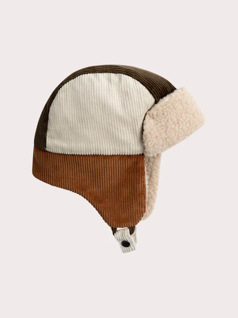 Green Corduroy Style Sherpa Lined Hat