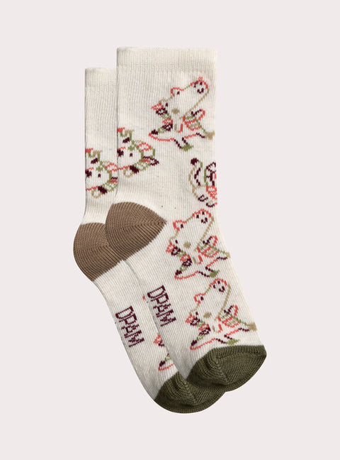 Cream Dinosaur Pattern Cotton Rich Socks