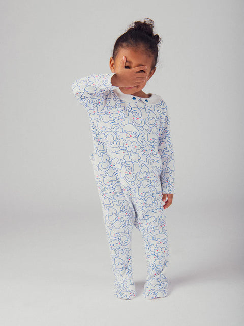 Blue Cotton Dream Print Sleepsuit