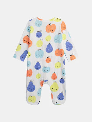 Cream Fruit Print Cotton Sleepsuit