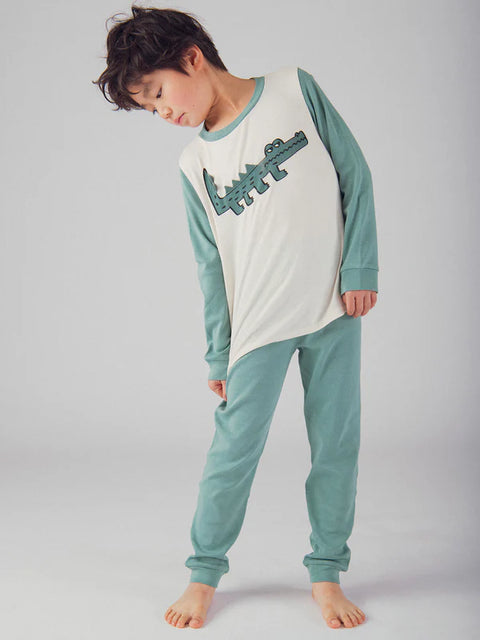 Two Tone Crocodile Print Cotton Pyjamas